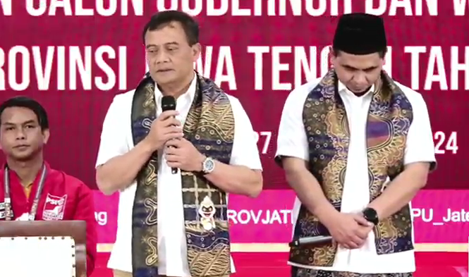 Pasangan calon Gubernur dan Wakil Gubernur Jawa Tengah, Ahmad Luthfi dan Taj Yasin Maimoen. (BeritaNasional/Tangkapan Layar)