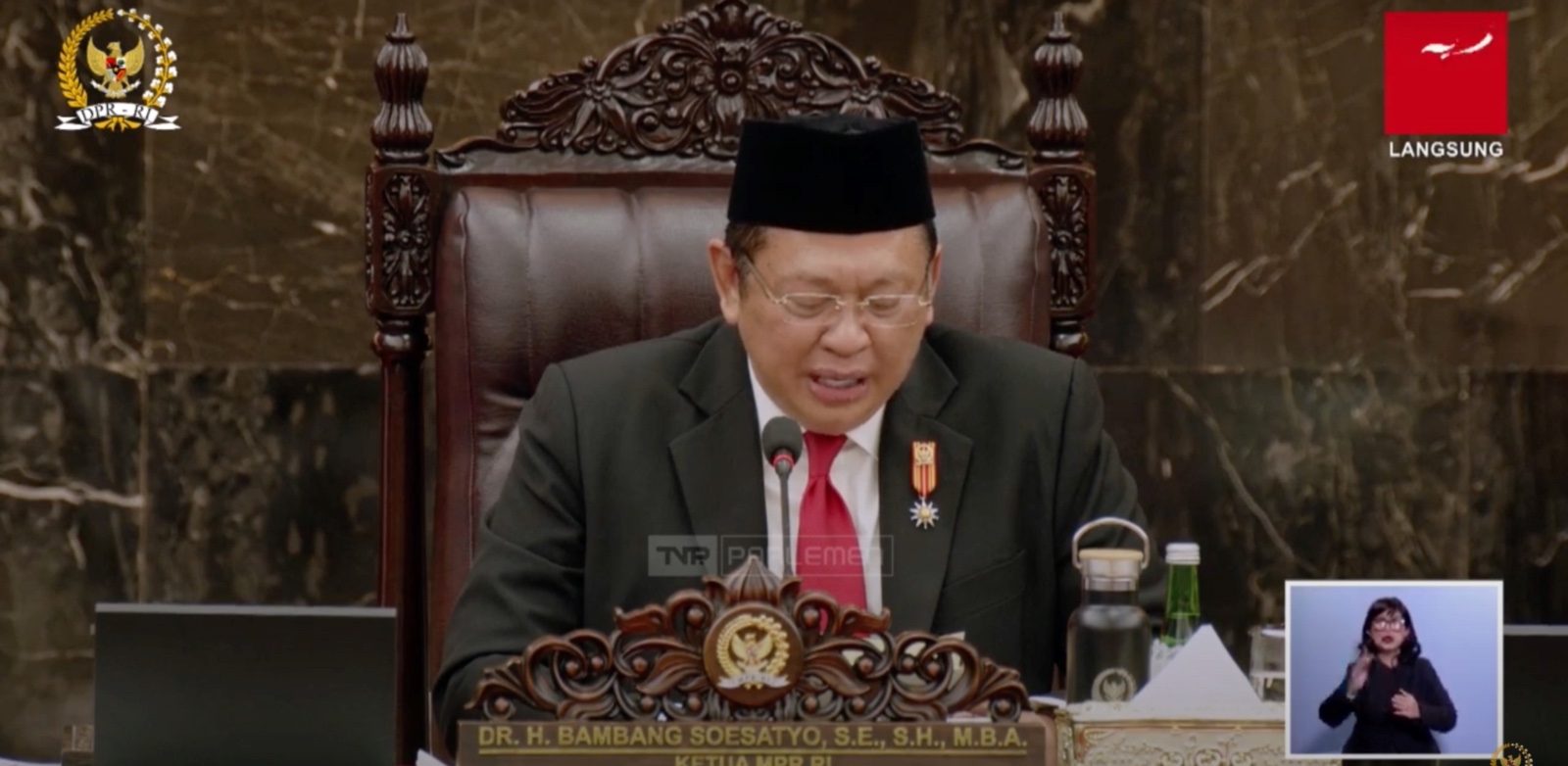 Ketua MPR RI Bambang Soesatyo. (Foto/Tangkapan layar YouTube TV Parlemen).