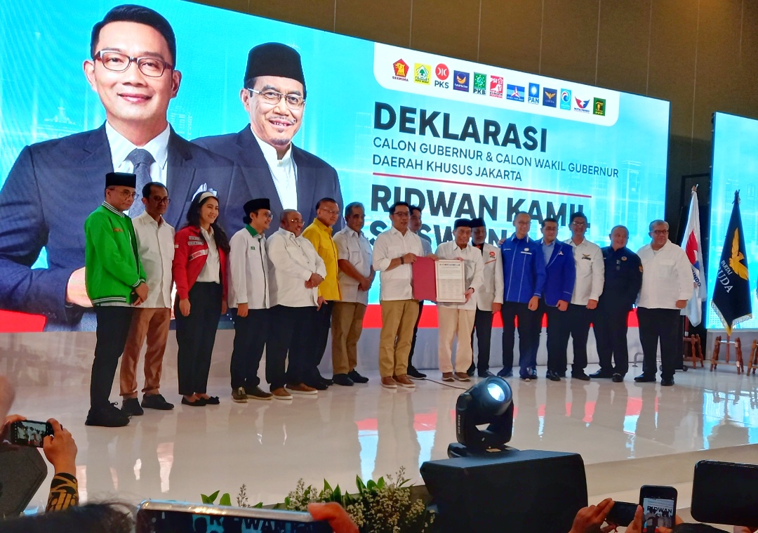 KIM Plus resmi mendeklarasikan Ridwan Kamil-Suswono. (BeritaNasional/SinPo.id/Firdausi)