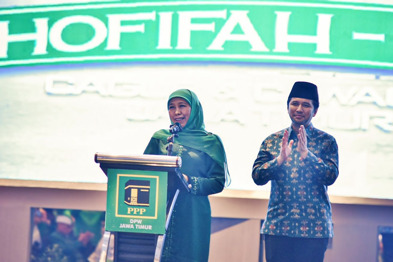 Calon Gubernur Jatim Khofifah Indar Parawansa dan calon wakil gubernur Jatim Emil dardak. (Foto/PPP).