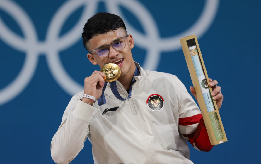 Rizki Juniansyah raih emas di Olimpiade Paris 2024. (BeritaNasion