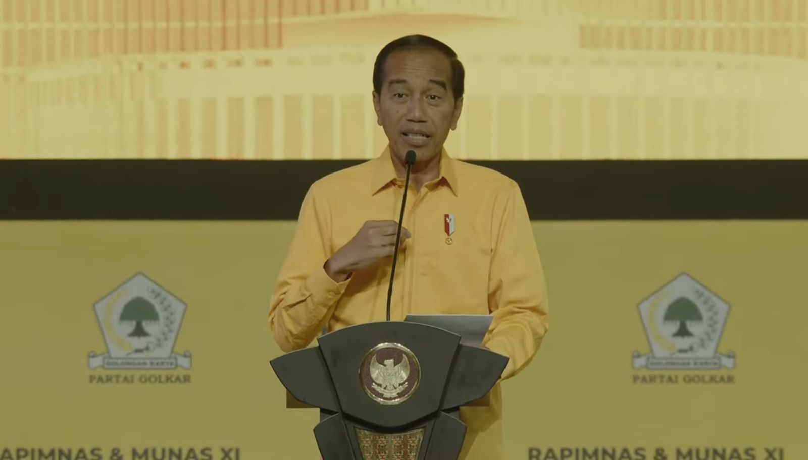 Presiden Jokowi saat hadir di Munas Golkar. (Foto/YouTube Golkar).