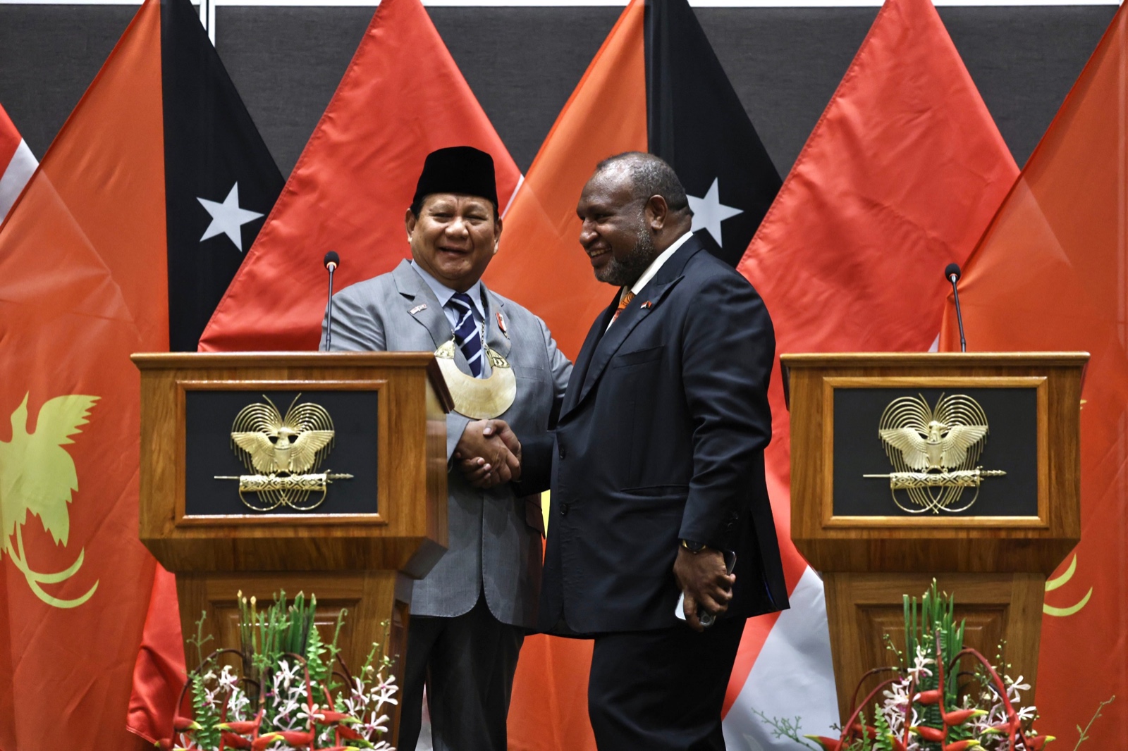 Prabowo Subianto saat menggelar pertemuan dengan Perdana Menteri (PM) Papua Nugini James Marape. (Foto/Tim Prabowo).