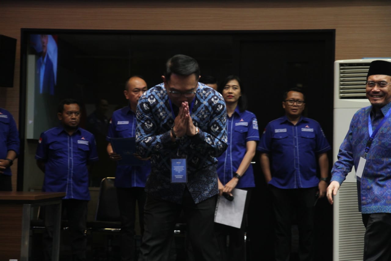 Bacagub Jakarta Ridwan Kamil saat di DPP Demokrat, Jakarta. (BeritaNasional/Oke Atmaja)