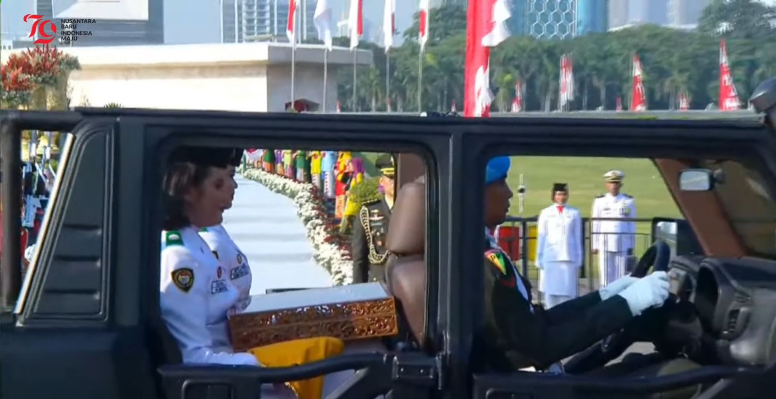 Rombongan Kirab Bendera Pusaka dan Teks Proklamasi Mulai Berangkat dari Monas ke Halim. (Foto/tangkapan layar YouTube Sekretariat Presiden).