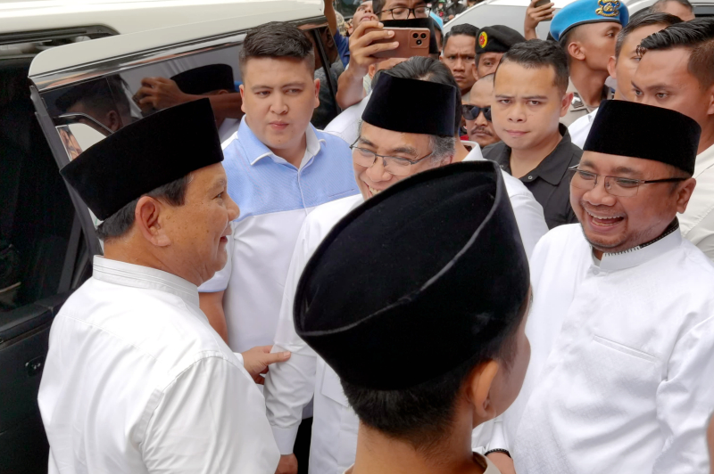 Presiden terpilih Prabowo Subianto menghadiri acara Halal Bihalal PBNU. (BeritaNasional/Elvis Sendouw)