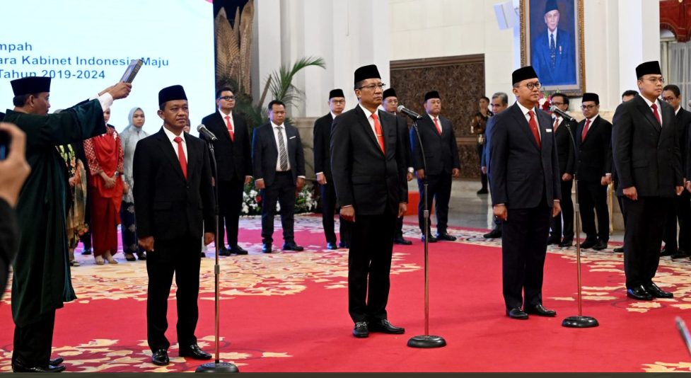 Suasana pelantikan menteri empat menteri di Istana Negara, Jakarta, Senin. (Foto/Setpres Jokowi)