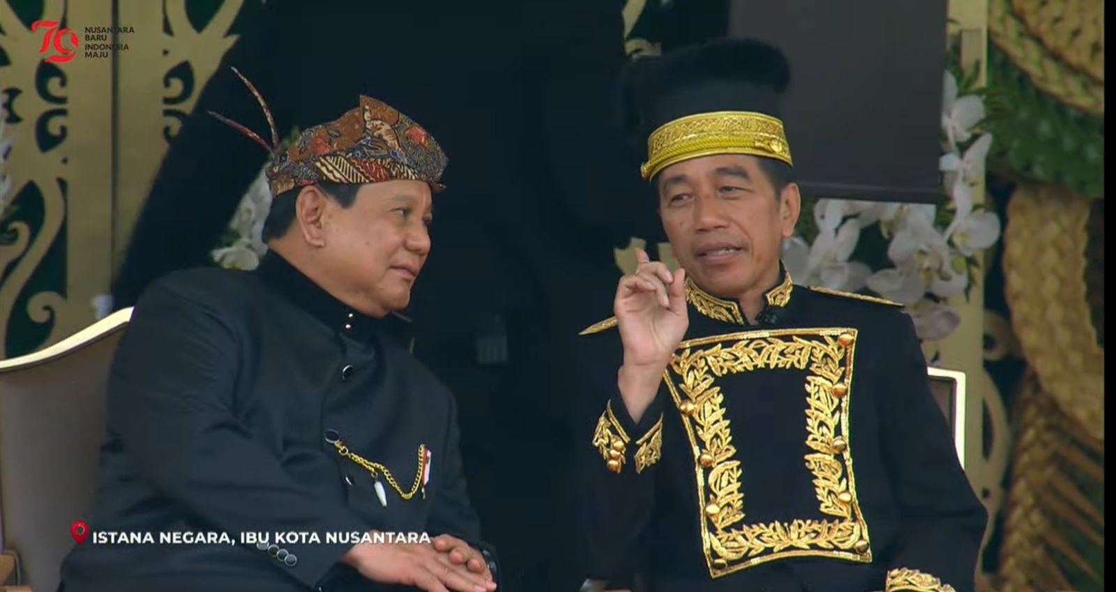 Upacara HUT Ke-79 RI di IKN, Prabowo Berada di Samping Kanan Jokowi. (Foto/YouTube Sekretariat Presiden).