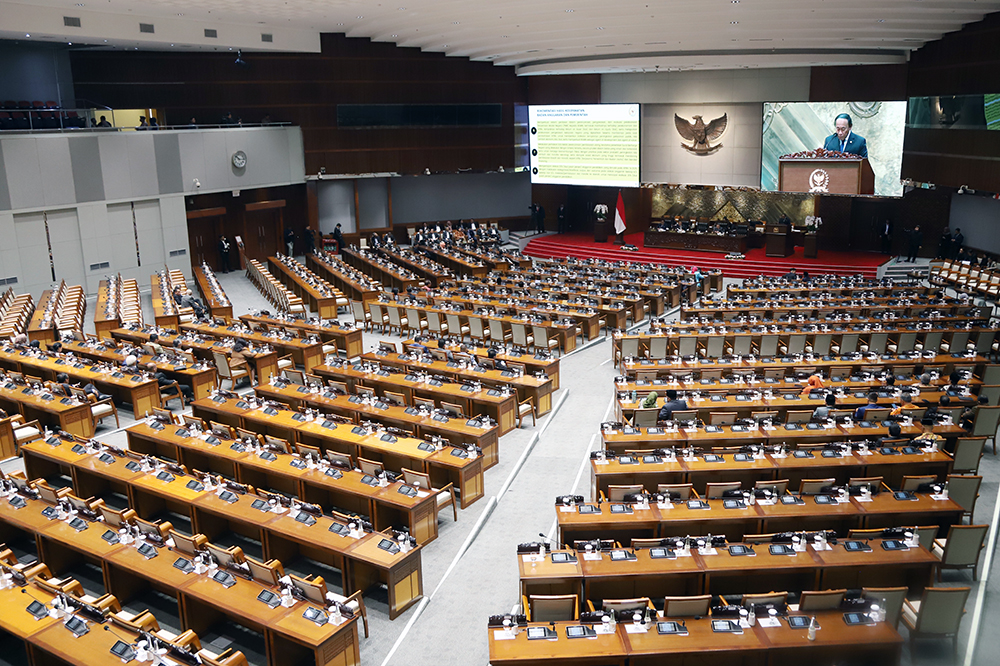 Situasi ruang rapat paripurna DPR RI. (BeritaNasional/Elvis).