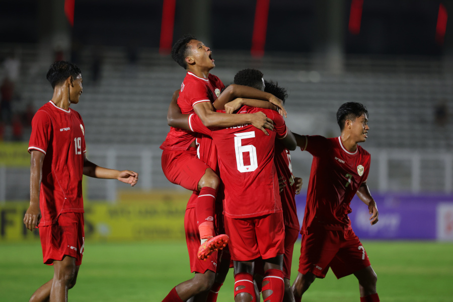 Pemain Timnas Indonesia saat melakukan selebrasi usai mencetak gol. (Foto/PSSI)