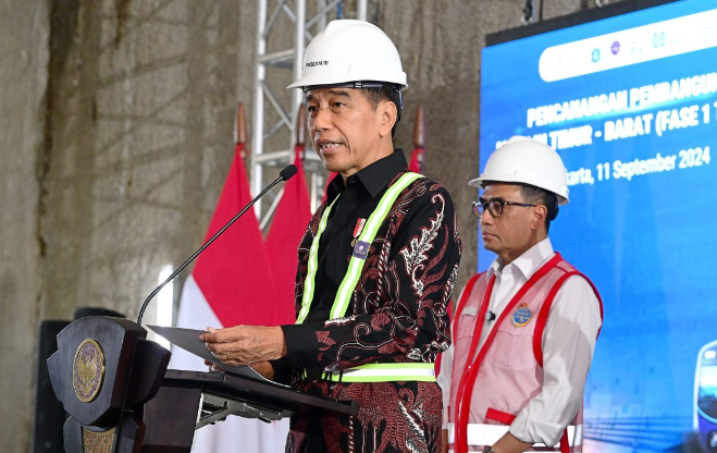 Presiden Jokowi meresmikan pembukaan pengerjaan jalur MRT Jakarta Lin Timur-Barat fase I tahap I. (Foto/Setpres)