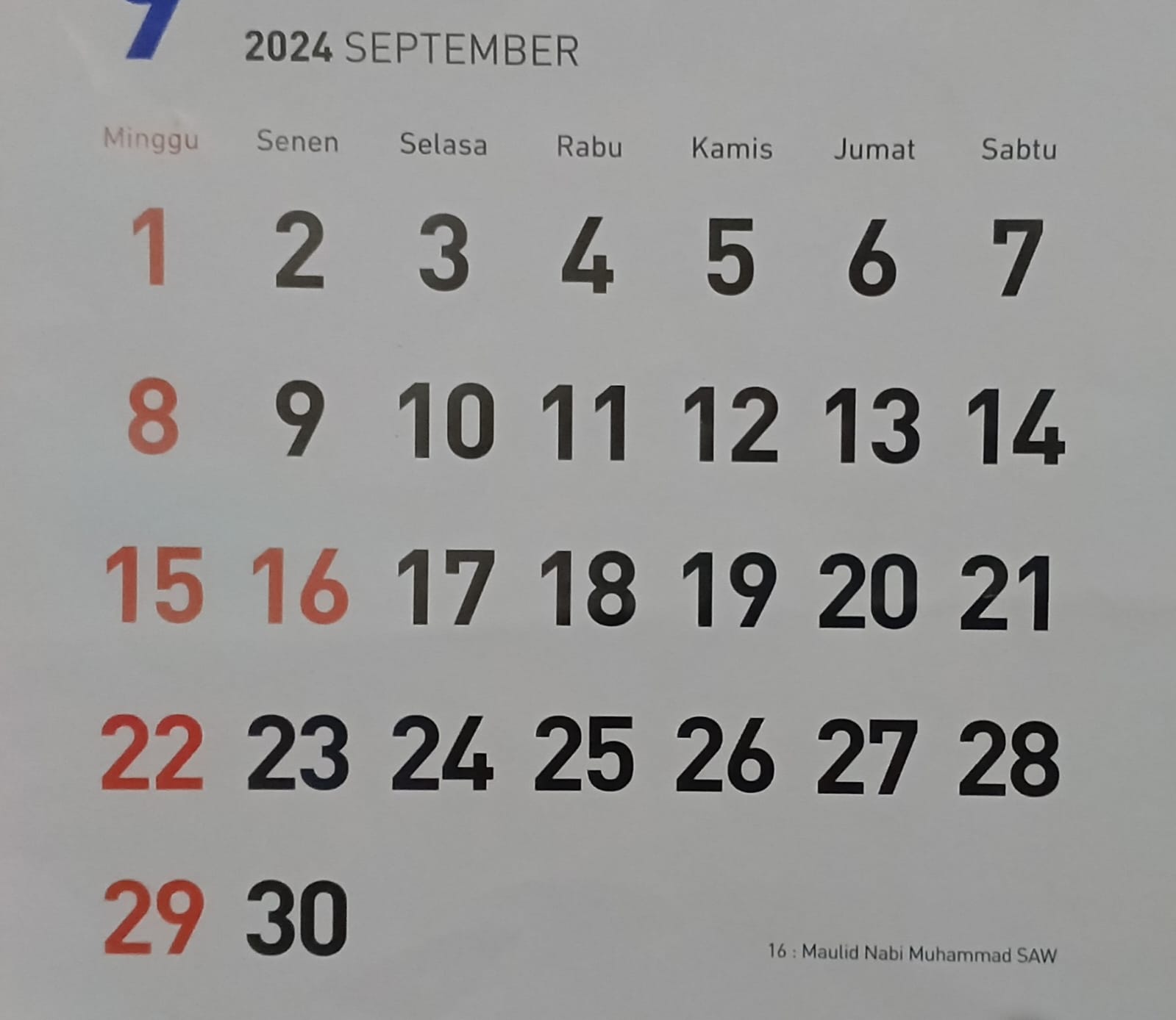 Kalender September 2024. (Foto/istimewa)