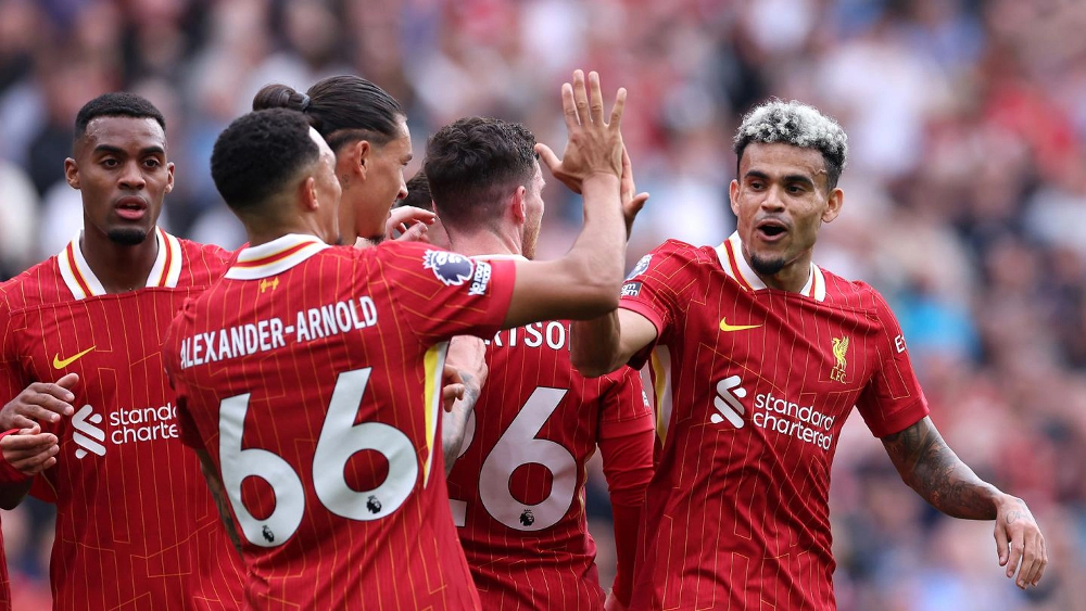 Pemain Liverpool merayakan gol ke gawang Bournemouth. (Foto/Liverpool FC)