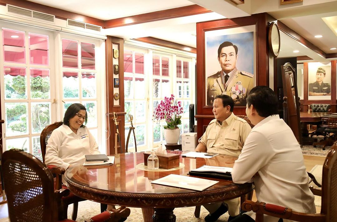 Menteri Keuangan Sri Mulyani saat bertemu dengan Prabowo. (BeritaNasional/Instagram/smindrawati).