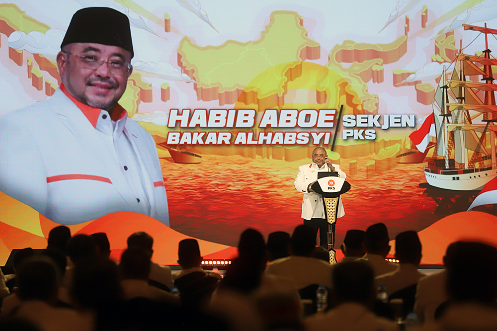 Sekjen PKS Habib Aboe Bakar Al-Habsyi saat rakernas PKS. (BeritaNasional/Elvis)