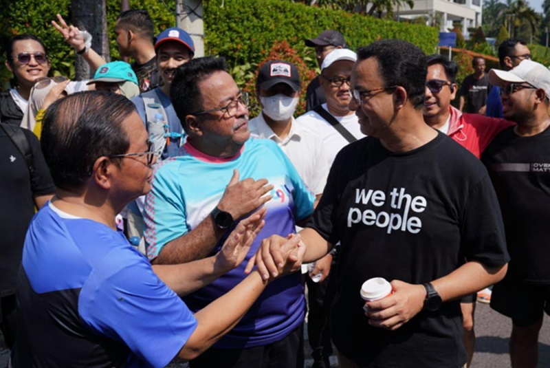 Pramono Anung-Rano Karno ikut CFD bertemu Anies (Beritanasional/Ahda)