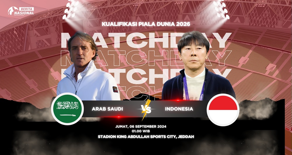 Arab Saudi vs Indonesia di Kualifikasi Piala Dunia 2026. (BeritaNasional/Candra).