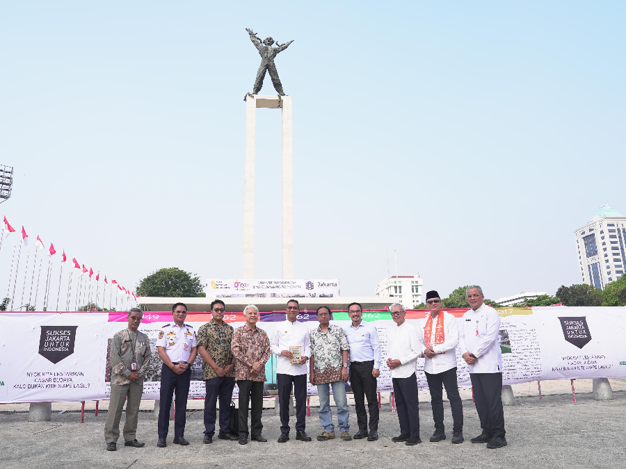 Konservasi Monumen Pembebasan Irian Barat. (BeritaNasional/Doc. Disbud DKI Jakarta)