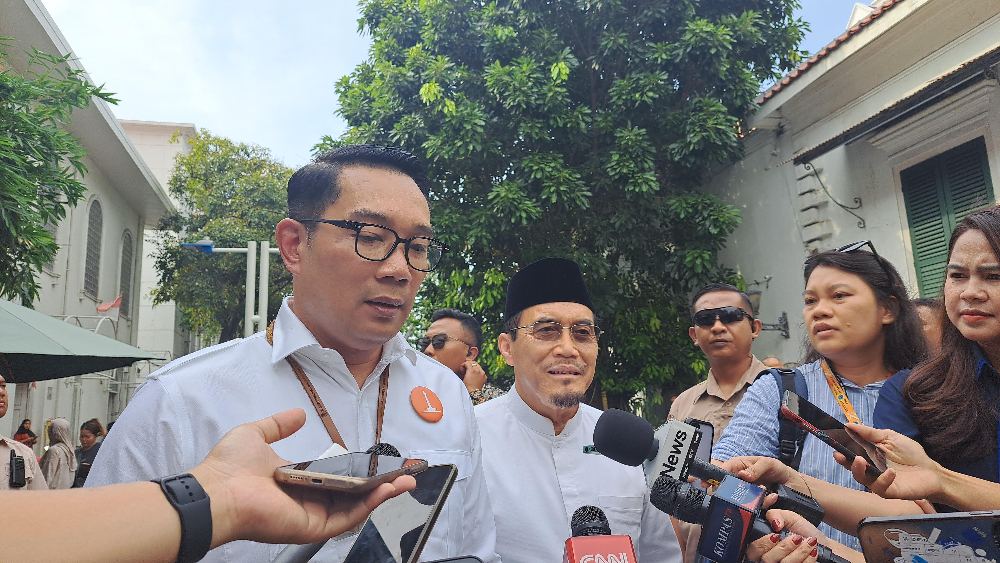 Cagub Jakarta nomor urut 1 Ridwan Kamil saat diwawancarai di Kota Tua, Jakarta Barat. (BeritaNasional/Lydia)