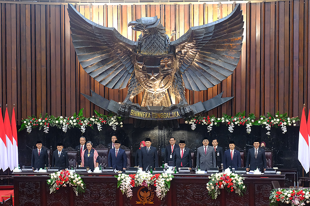 Sidang Paripurna Akhir Masa Jabatan Anggota MPR Periode 2019-2024 di Gedung Nusantara, Kompleks Parlemen, Senayan. (BeritaNasional/Elvis Sendouw)