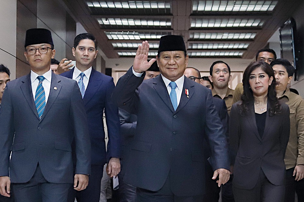 Pertemuan terakhir Menhan Prabowo Subianto yang juga Presiden terpilih saat rapat kerja bersama komisi I DPR RI. (BeritaNasional/Elvis Sendouw)