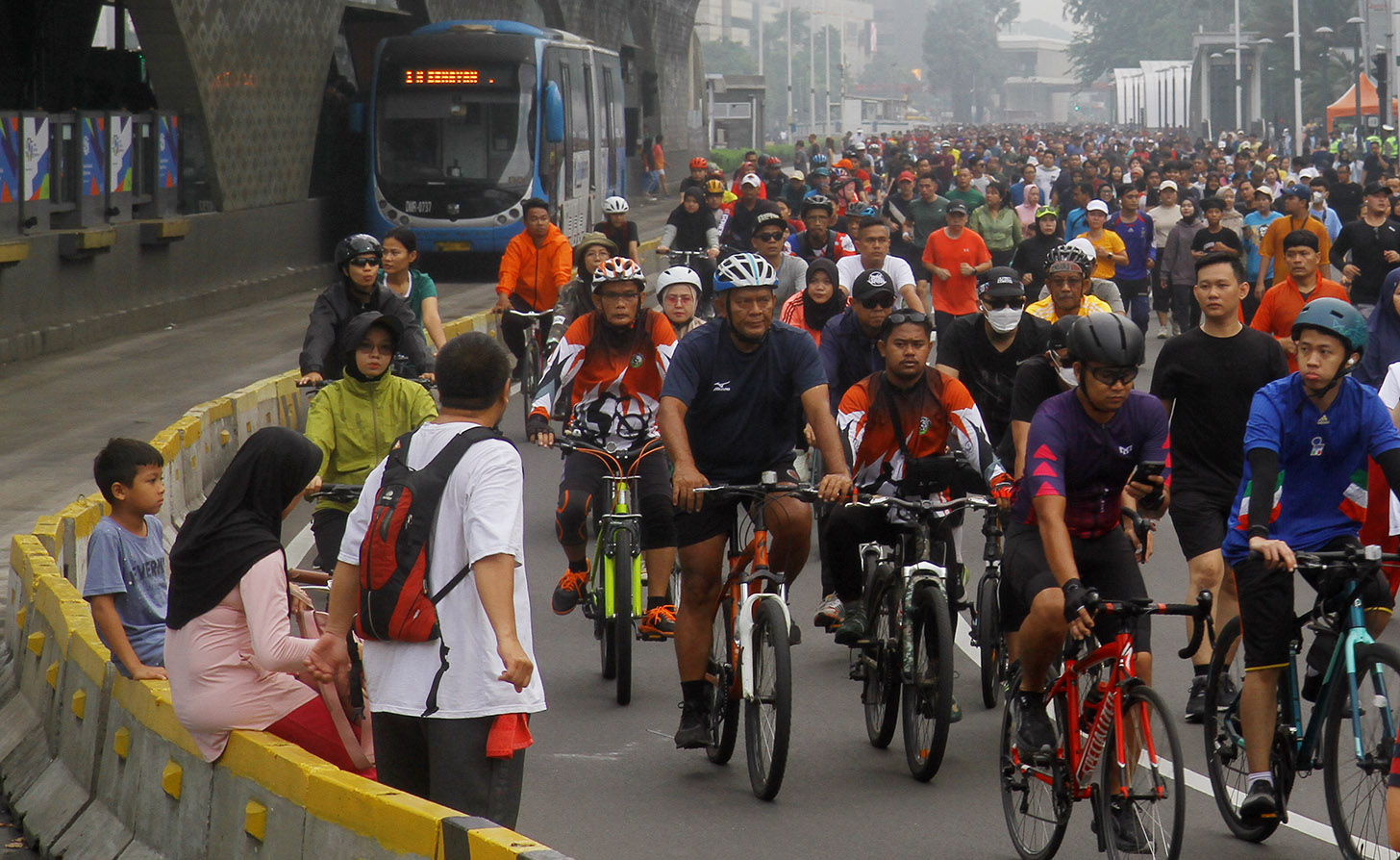 Hari Bebas Kendaraan Bermotor (HBKB) atau Car Free Day (CFD) di Jakarta. (BeritaNasional/Oke Atmaja).