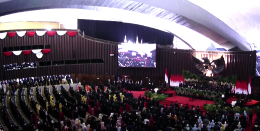 Suasana pelantikan Presiden Prabowo Subianto di Gedung DPR/MPR, Senayan, Jakarta. (Foto/Tangkapan layar YouTube Setpres)