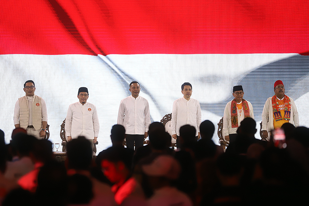 Debat pertama 3 Cagub-Cawagub Jakarta yang diselenggarakan KPUD Jakarta. (BeritaNasional/Elvis Sendouw)