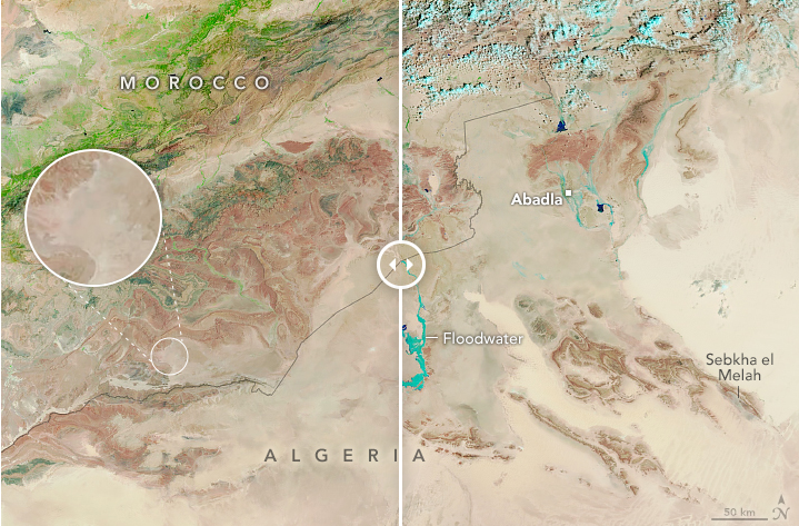 Gurun Sahara banjir. (Foto/Nasa)