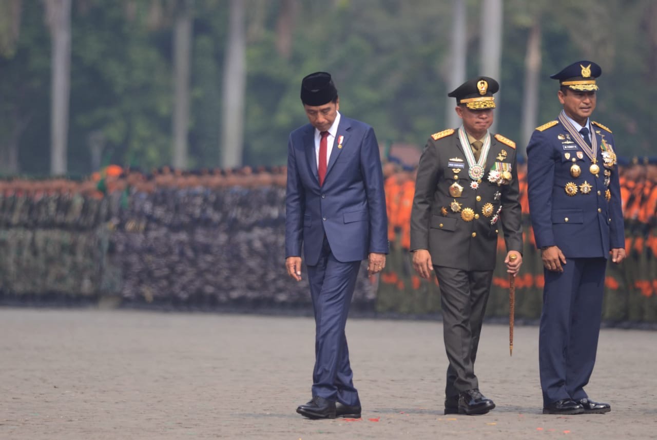 Presiden Joko Widodo (Jokowi) di HUT TNI. (BeritaNasional/Oke Atmaja).