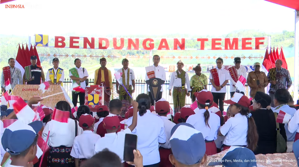 Presiden Joko Widodo (Jokowi) meresmikan Bendungan Temef di Kabupaten Timor Tengah Selatan, Provinsi Nusa Tenggara Timur. (Foto/YouTube Sekretariat Presiden).