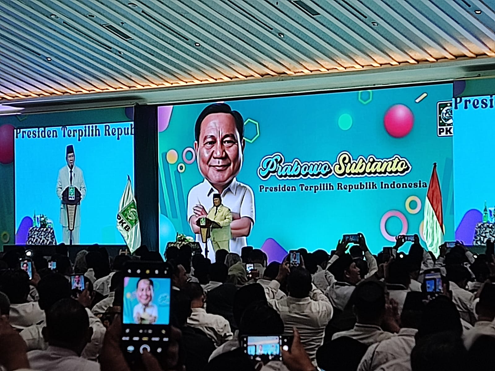 Presiden terpilih Prabowo Subianto saat hadir di acara PKB. (BeritaNasional/Ahda).