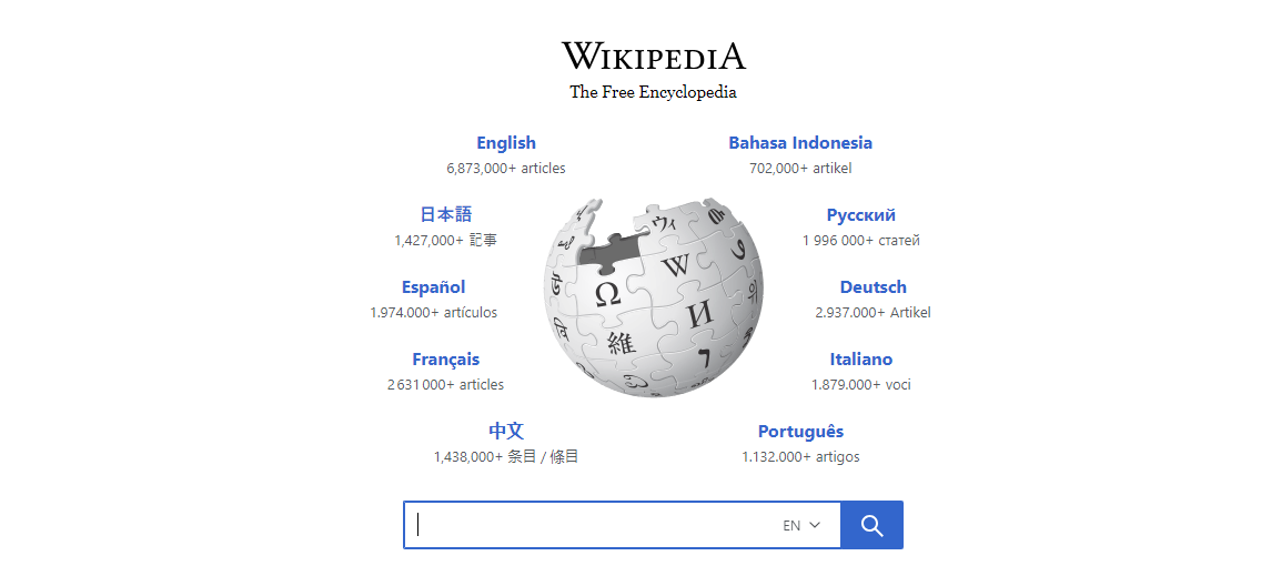 Tampilan website wikipedia. (Foto/tangkapan layar).