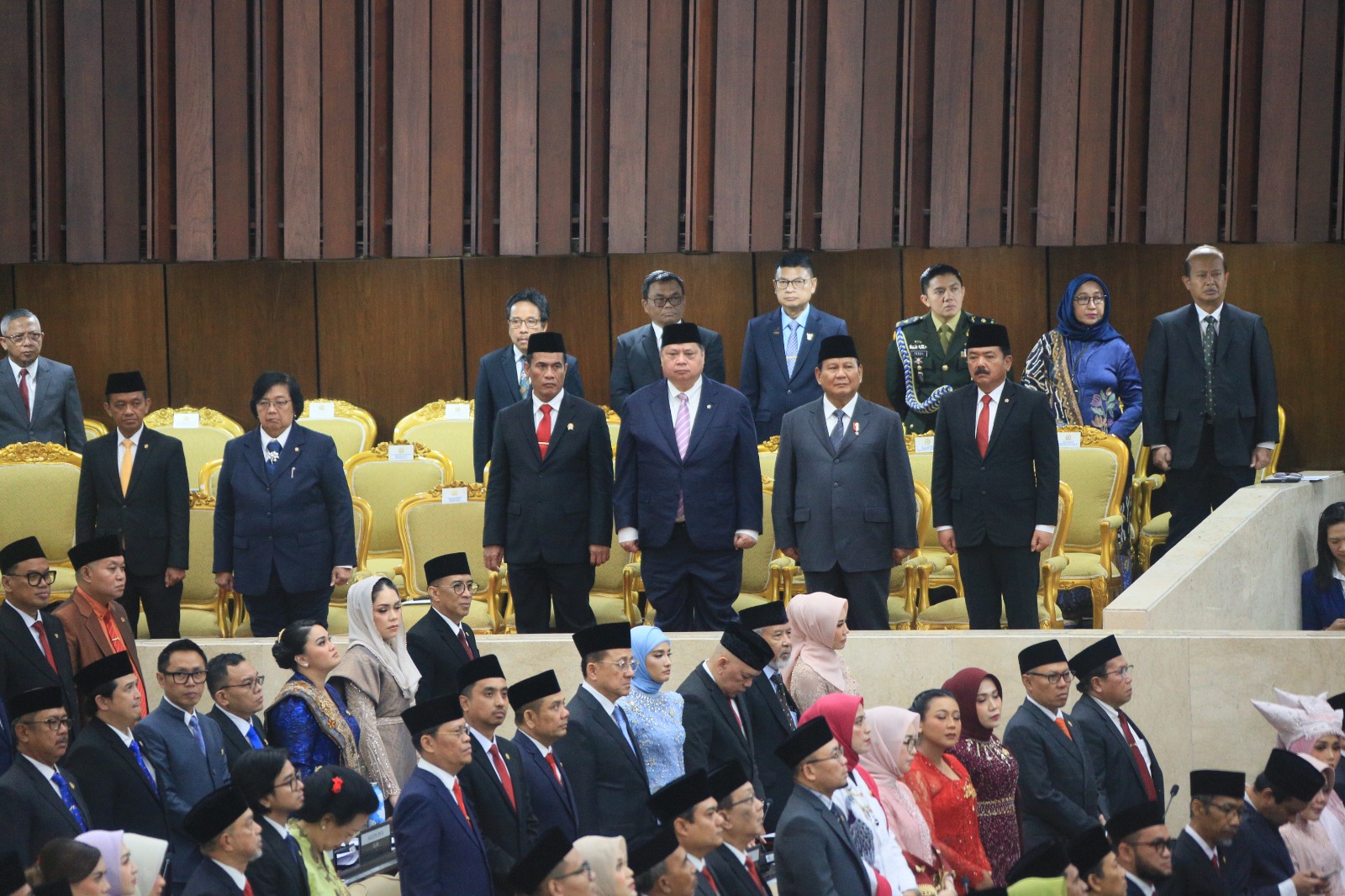 Presiden terpilih Prabowo saat hadiri pelantikan anggota DPR RI. (BeritaNasional/Elvis Sendouw)