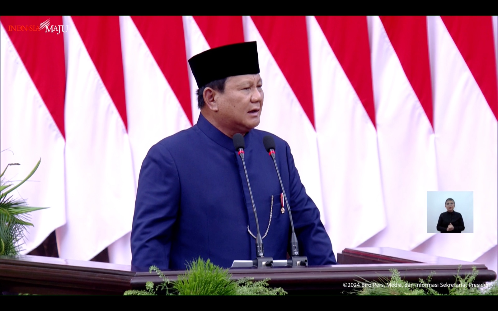 Presiden Prabowo Subianto saat berpidato. (Foto/YouTube Sekretariat Presiden).