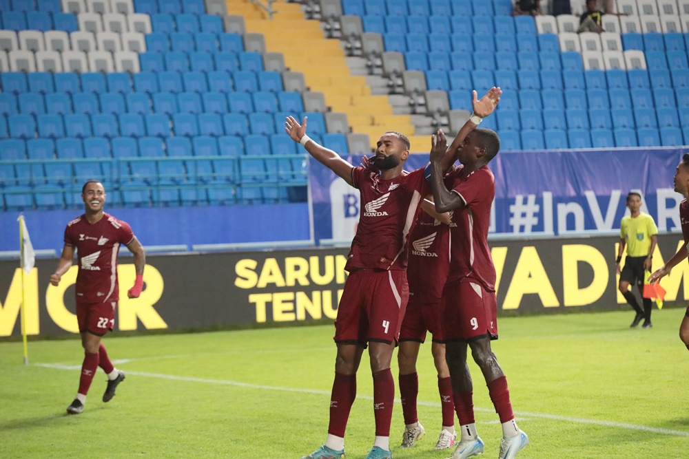 Pemain PSM Makssar saat melakukan selebrasi. (Foto/LIB).