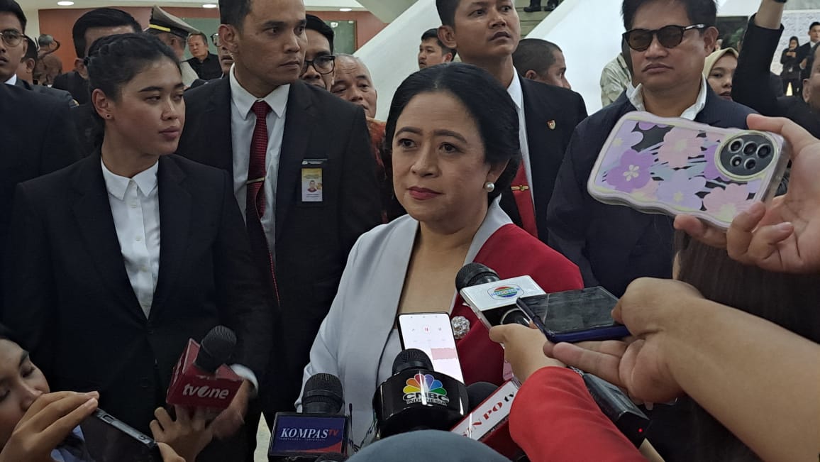 Ketua DPR RI Puan Maharani saat diwawancarai. (BeritaNasional/Lydia)