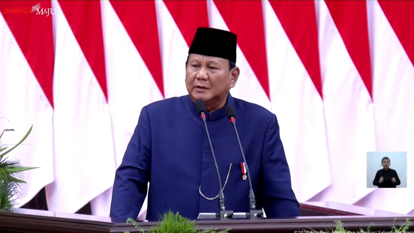 Presiden Prabowo Subianto saat berpidato. (Foto/YouTube Sekretariat Presiden).