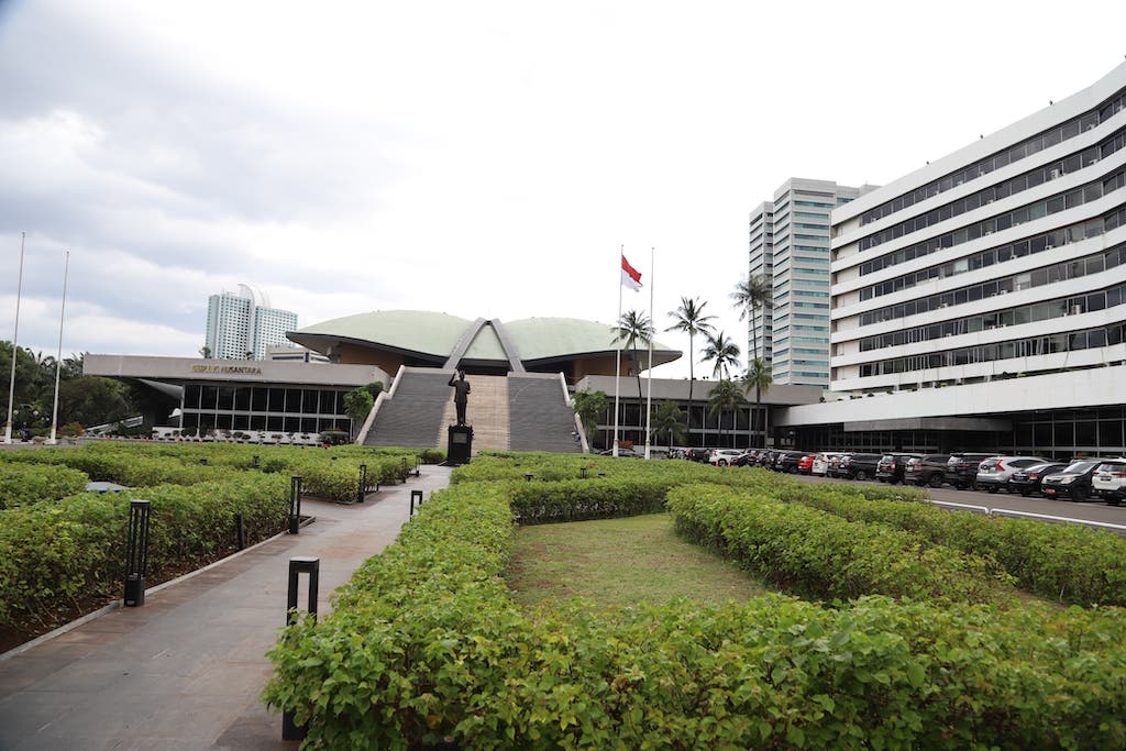 Gedung kura-kura tempat pelantikan Prabowo Subianto-Gibran Rakabuming. (BeritaNasional/Elvis).