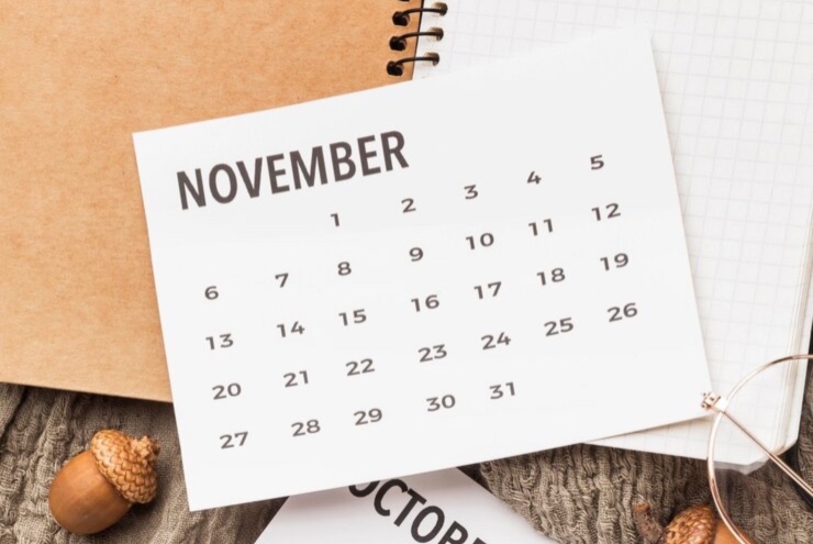 Ilustrasi kalender bulan November. (Foto/Freepik)