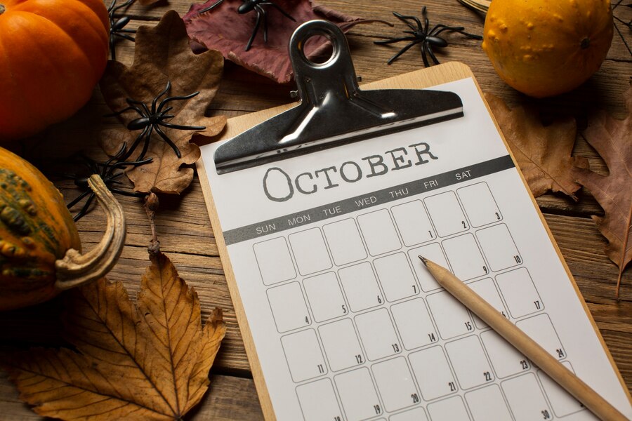 Ilustrasi kalender bulan Oktober. (Foto/freepik)