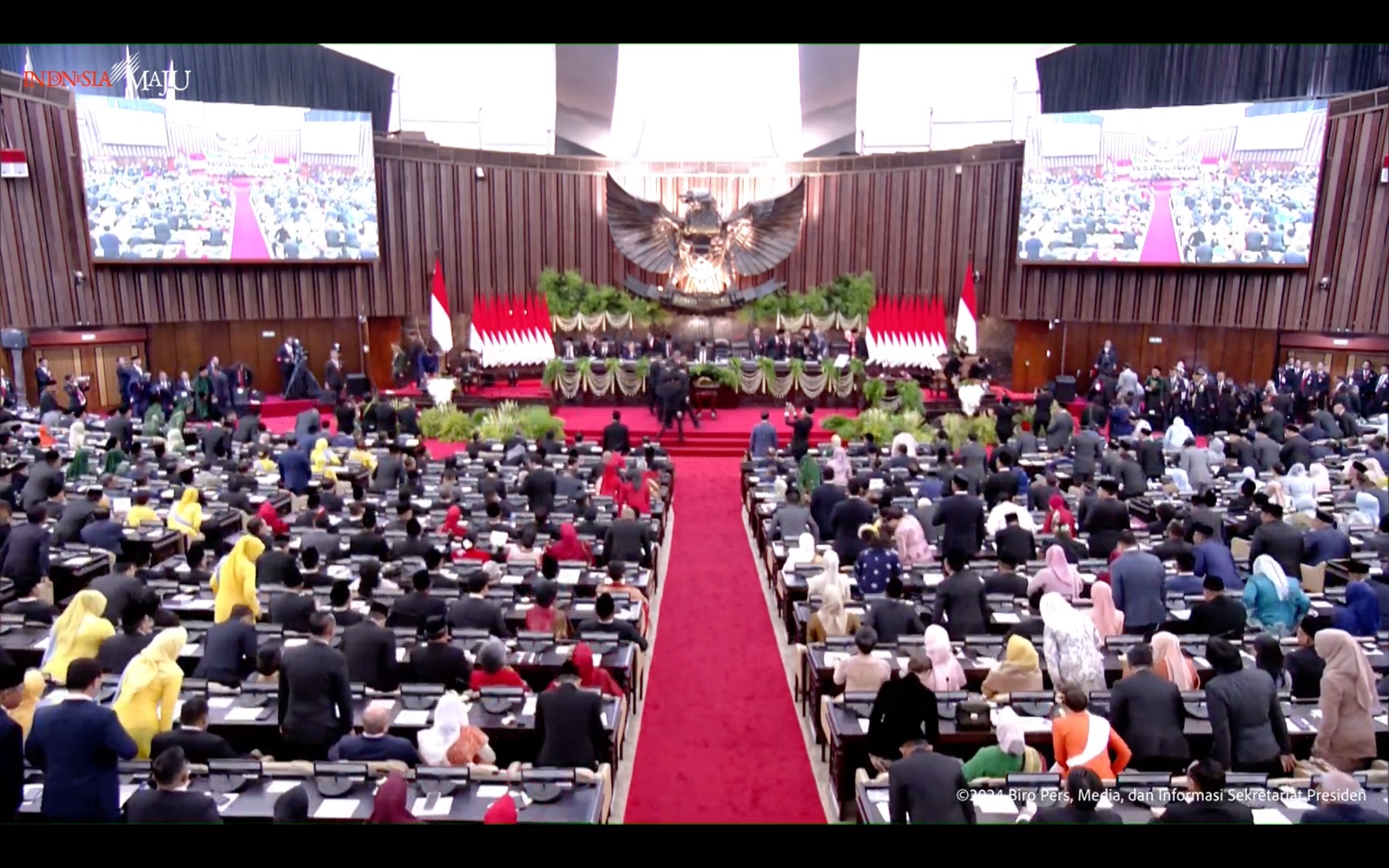 Situasi pelantikan Prabowo Subianto-Gibran Rakabuming Raka. (Foto/YouTube Sekretariat Presiden).