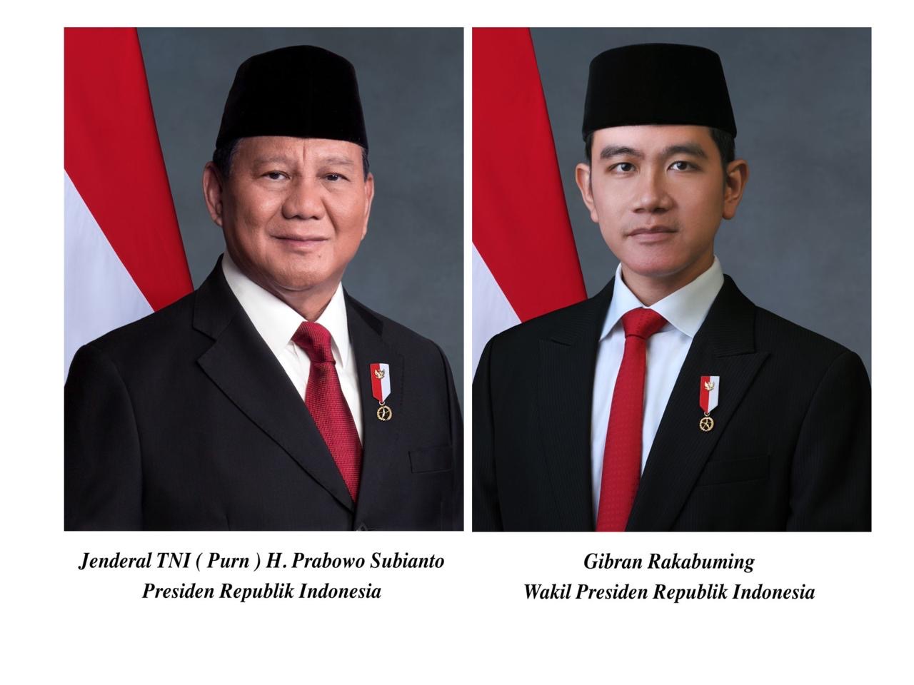 Presiden Prabowo Subianto dan wakil presiden Gibran Rakabuming Raka. (Foto/istimewa):