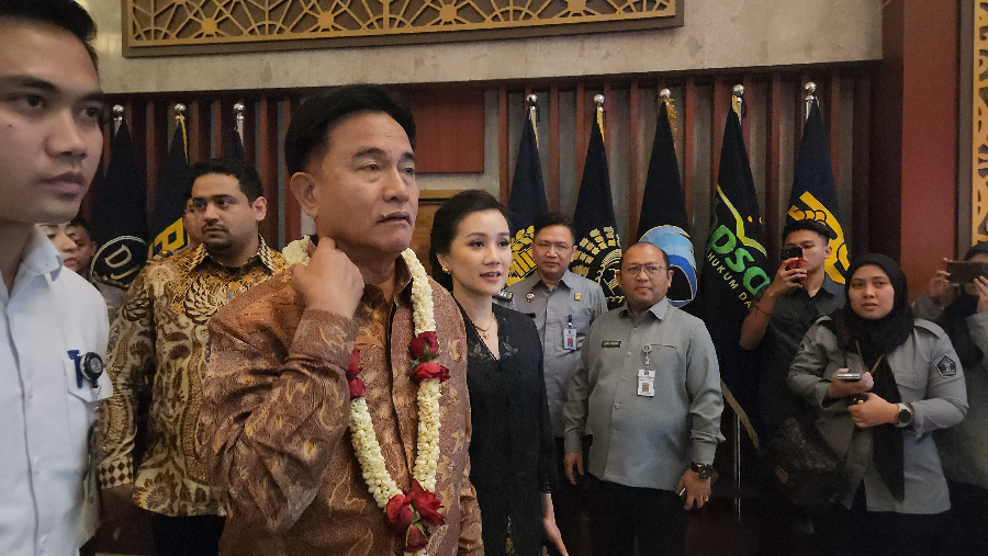 Menko Bidang Hukum, HAM, Imigrasi, dan Pemasyarakatan, Yusril Ihza Mahendra. (BeritaNasional/Panji Septo)