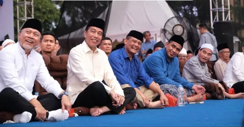 Paslon gubernur-wakil gubernur Jawa Tengah Ahmad Luthfi-Taj Yasin Maimoen bersama Jokowi. (Foto/Instagram/@ahmadluthfi)