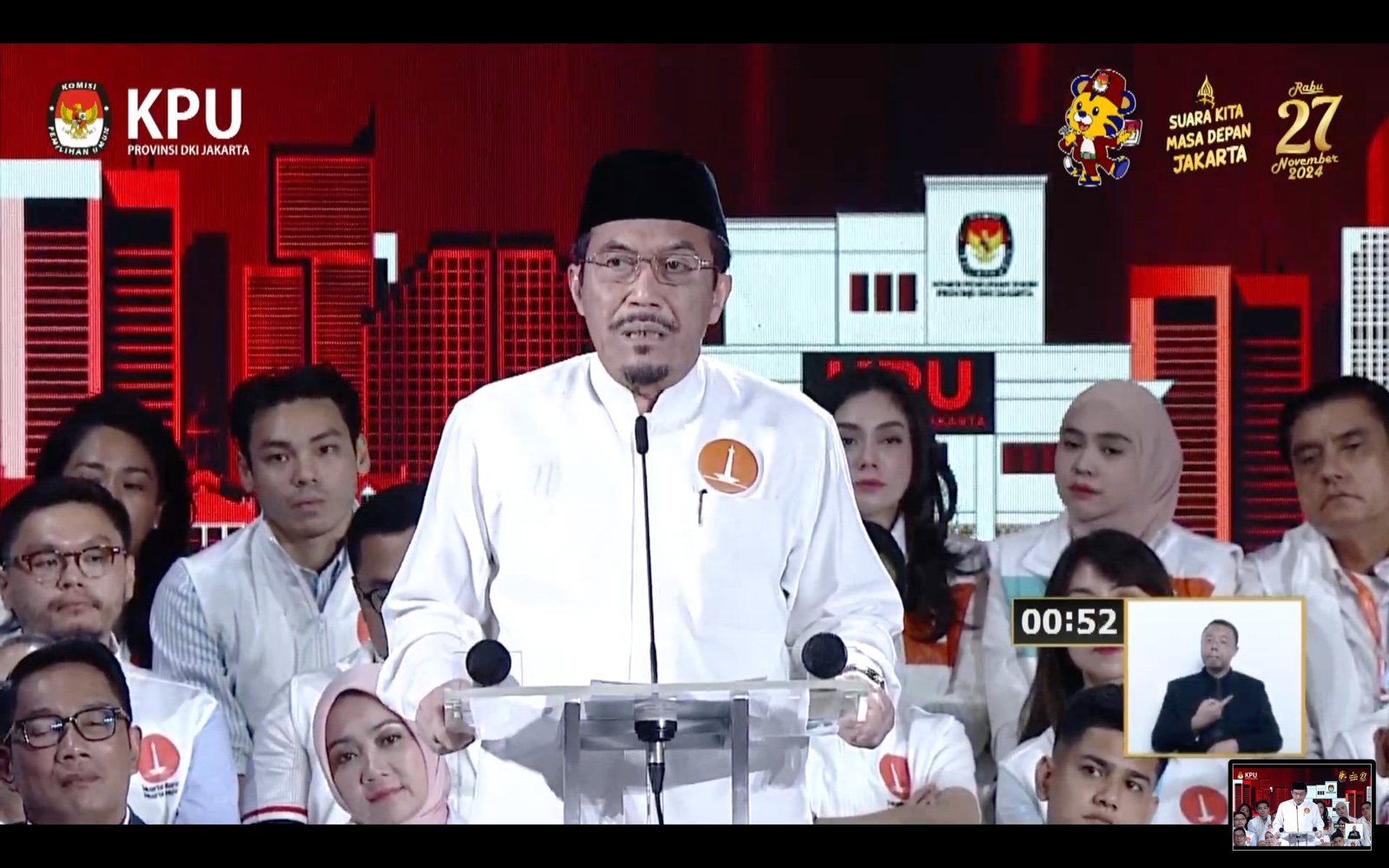 Calon Wakil Gubernur (Cawagub) nomor urut 1, Suswono. (Foto/YouTube KPUD Jakarta).