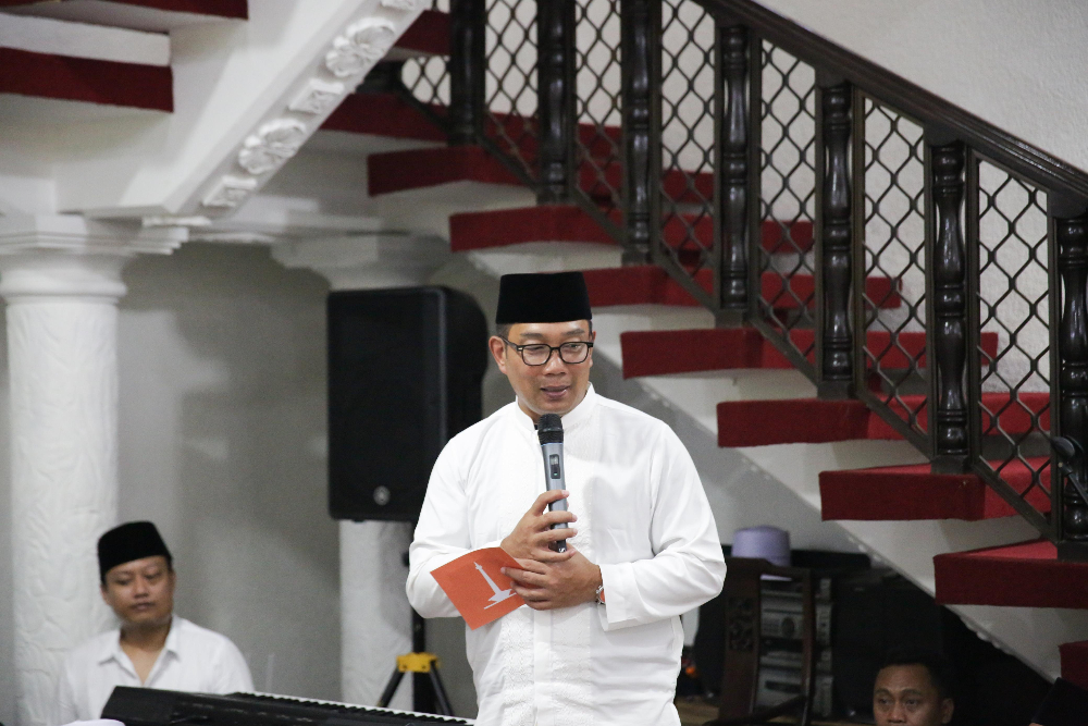 Calon gubernur nomor urut 1 Ridwan Kamil saat memberikan sambutan dalam sebuah kegiatan. (Foto/Tim RK-Suswono)