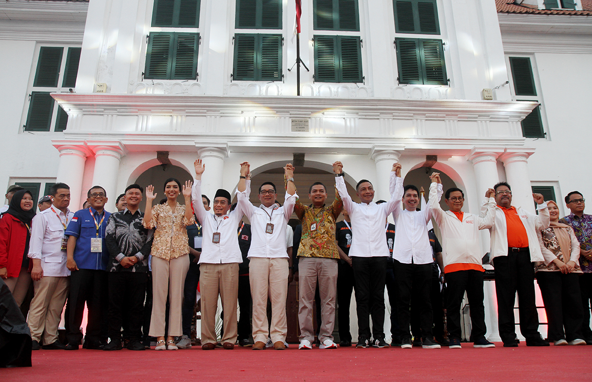 Semua pasangan calon gubernur dan wakil gubernur Jakarta. (BeritaNasional/Oke Atmaja).