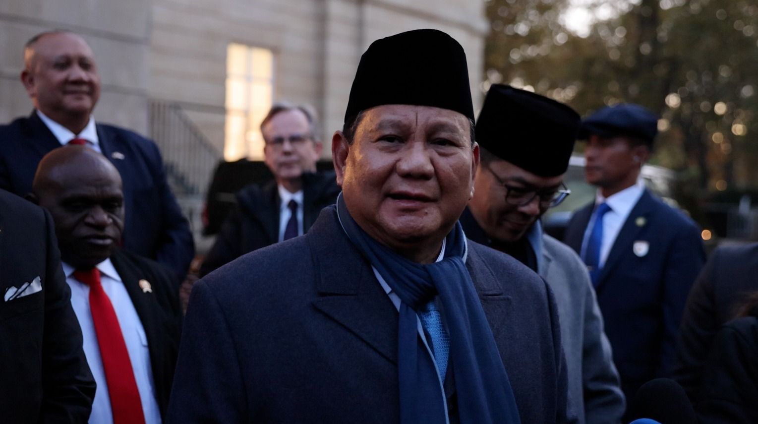 Presiden Prabowo Subianto saat memberikan keterangan di Lancaster House, London, Inggris. (Foto/Tim Prabowo).