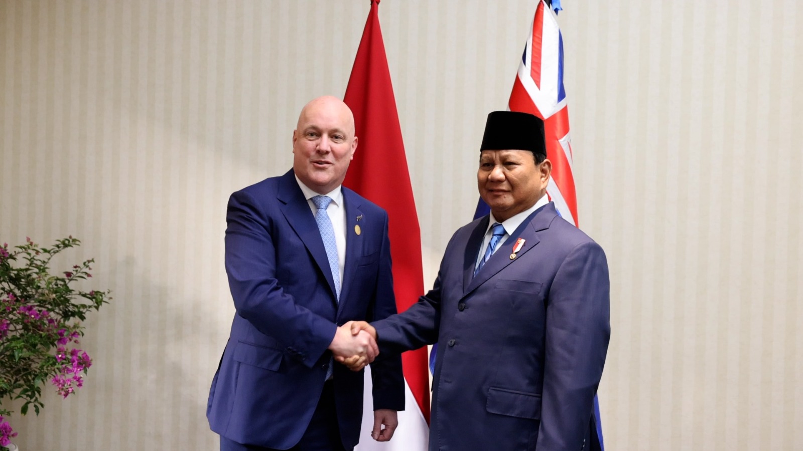 PM Selandia Baru Christopher Luxon dalam pertemuan bilateral bersama Presiden Prabowo. (Foto/Tim Prabowo).